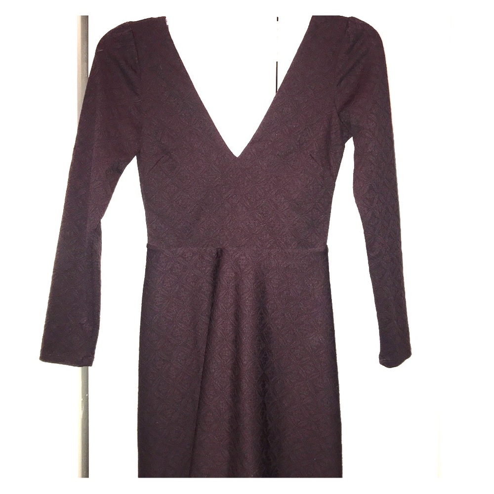 Long sleeve low back purple mini dress